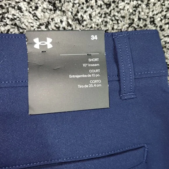 Under Armour Match Play Shorts Mens 34 Navy Blue Performance Golf 10" Inseam Nwt - Picture 4 of 10